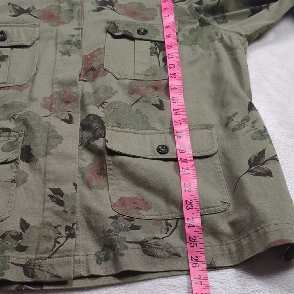 Amanda Green Cotton Floral Utility Jacket Size XL - Picture 5 of 11